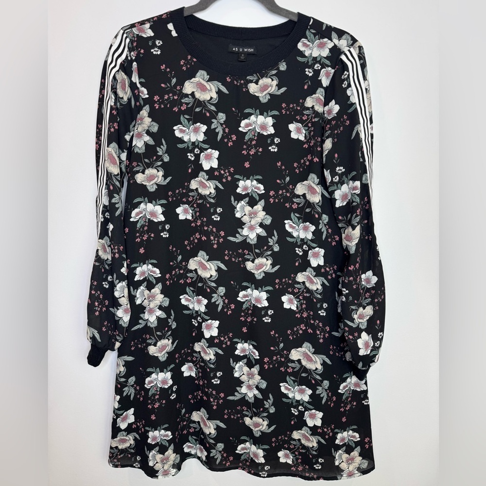As u wish Floral Long stripes Sleeve Dress size small